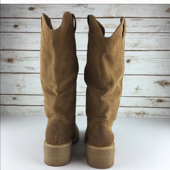 Distressed Square Toe Burnish Cowboy Western Boots - Picture 3 of 4